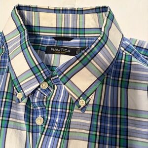 Nautica Blue/Green/White Plaid Button-down Shirt XXL